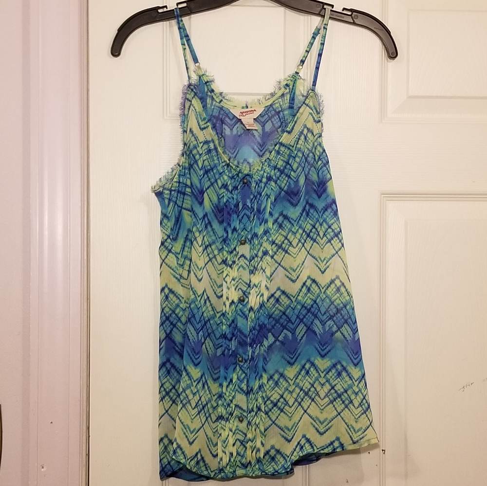 🦋 Arizona Jeans Sheer Button Spaghetti Strap Tank Blouse 🦋